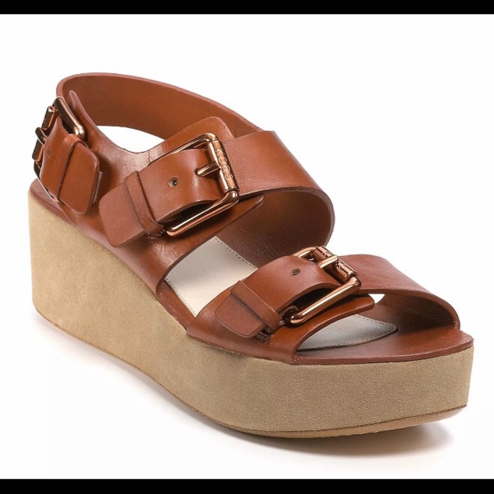 KORS MichaelKors Zoe2 Band Flatform Leather Sandal